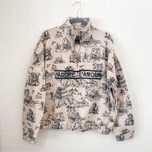 VICI Collection Vintage Tan Patterned Quarterzip Sweatshirt XL/XXL